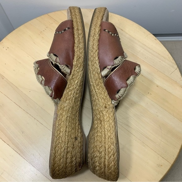 Clarks L'Artisan Brown Leather Espadrille Sandals <comfort Slip On Shoes Sz 8 - Picture 13 of 16